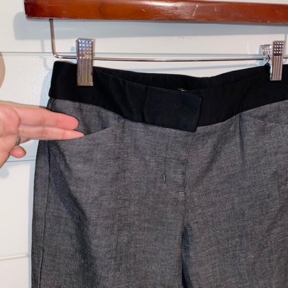 Express Editor 00R Grey Cropped Trousers with Black Trim Waistband & Back Pocket - Picture 5 of 7